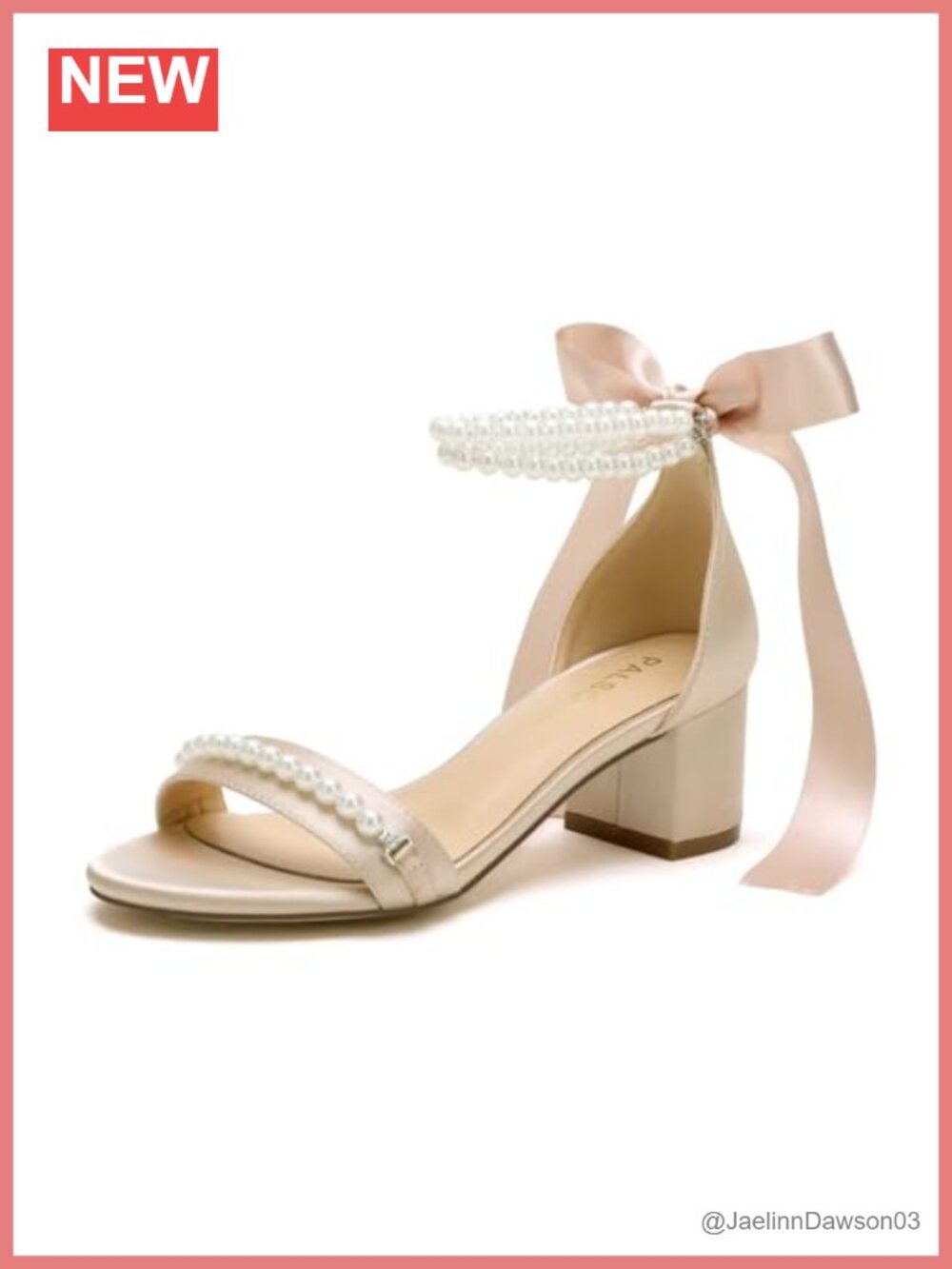 Pearl Embellished Block Heel Wedding Sandals, Satin Low Heel Ankle Strap Bridal